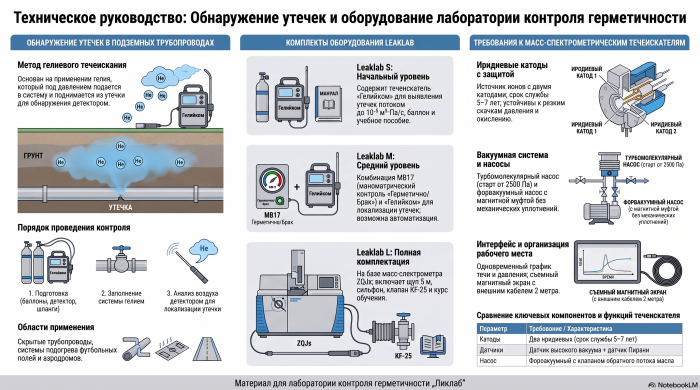 Search for leaks in underground pipelines and equipping the laboratory