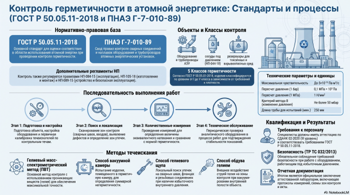 Leak testing in nuclear energy: GOST R 50.05.11-2018 and PNAE G-7-010-89