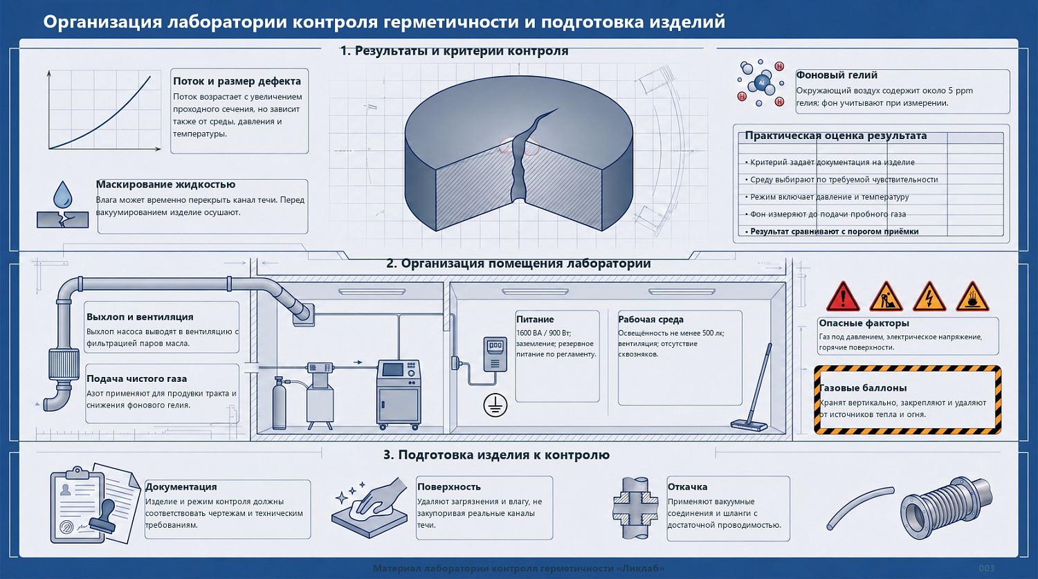 Organization of a leak testing laboratory and preparation of...