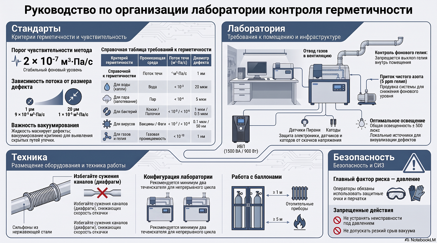 Organization of a leak testing laboratory and preparation of...