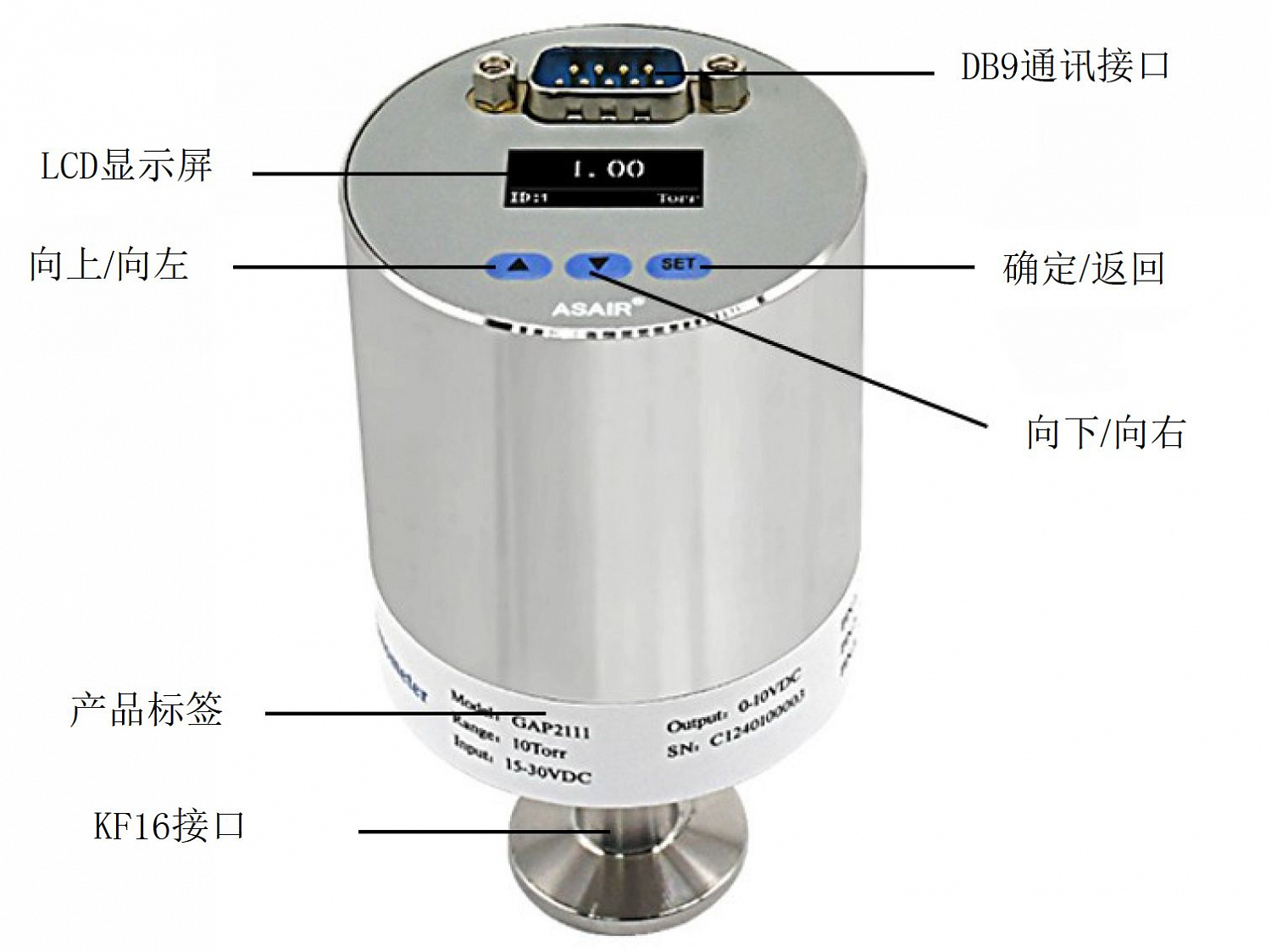 ASAIR AGP21 Capacitance-Diaphragm Vacuum Gauge, AGP2100–AGP2113: Operating Guide
