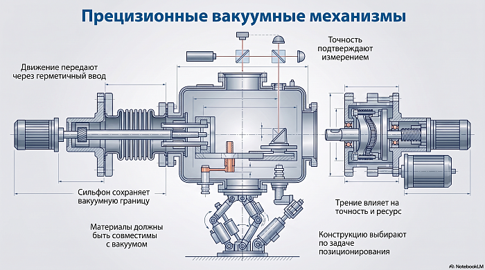 Precision Vacuum Mechanisms: Motion, Accuracy, and Leak-Tightness