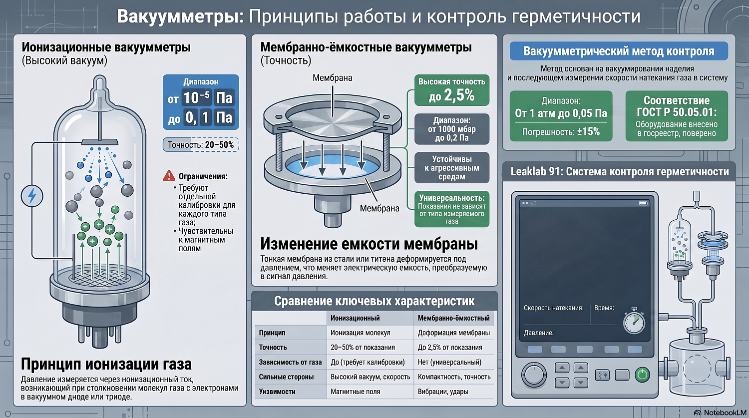 Ionization, Capacitance-Diaphragm, and Pirani Vacuum Gauges